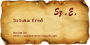 Szluka Ernő névjegykártya